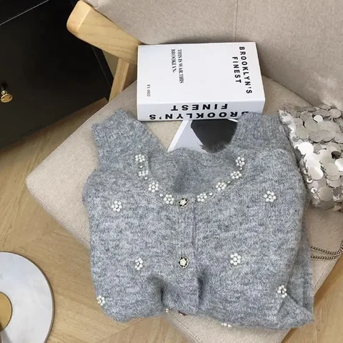 Neploe Loose Diamonds универсальные свежие тяжелые топы теплый пушистый джемпер с небольшим ароматом Harajuku Y2K милый повседневный кардиган