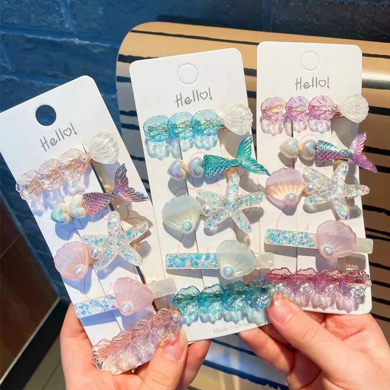 Новинка женская заколка для волос с морскими звездами резиновая боковая Милая