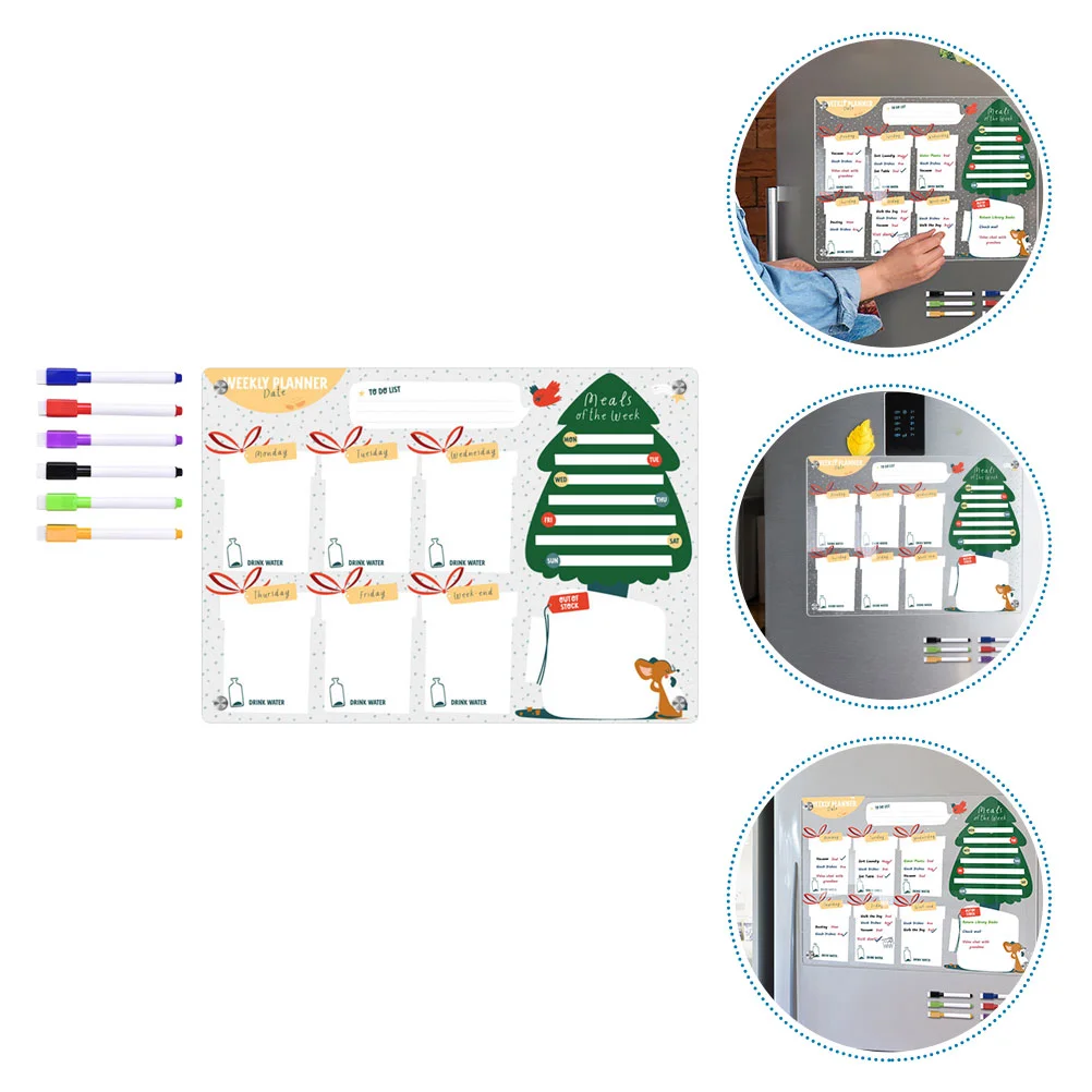 

Daily Planning Board Whiteboard Pens Message Acrylic Fridge Dry Erase Clear Magnetic