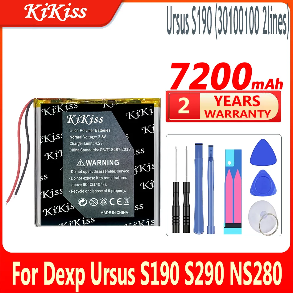 

Мощная батарея 7200 мАч KiKiss Ursus S19030100100, 2 линии для Dexp Ursus S190 S290 NS280 A179i 10XW Z380 NS180 8 Вт 3G P180 LTE