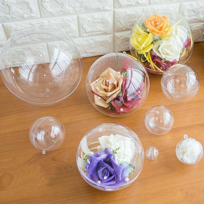 

Clear Christmas Balls Spher Plastic Xmas Tree Ornament Baubles DIY Fillable