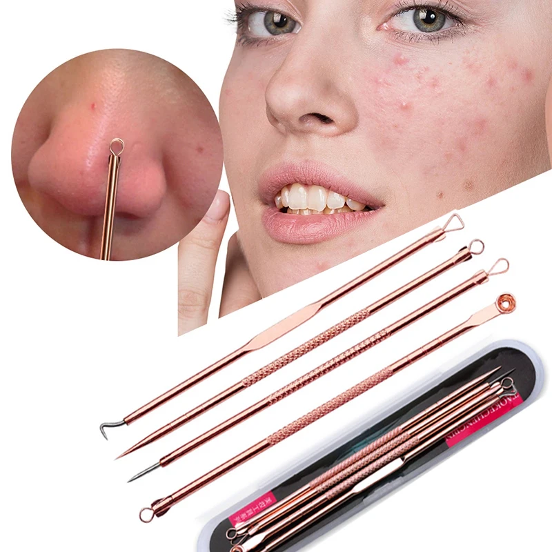 

4pcs/set Blackhead Comedone Pimple Belmish Acne Remover Needles Facial Pore Cleaner Extractor Face Skin Care Tools