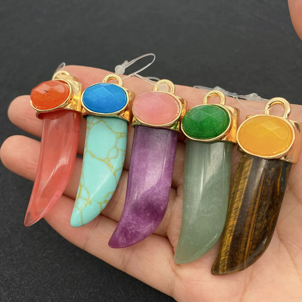 

Classic Natural Stone Tiger Eye Flash Stone Irregular Pendant 17x56mmDIY Gift Men and Women Charm Earrings Necklace Accessories