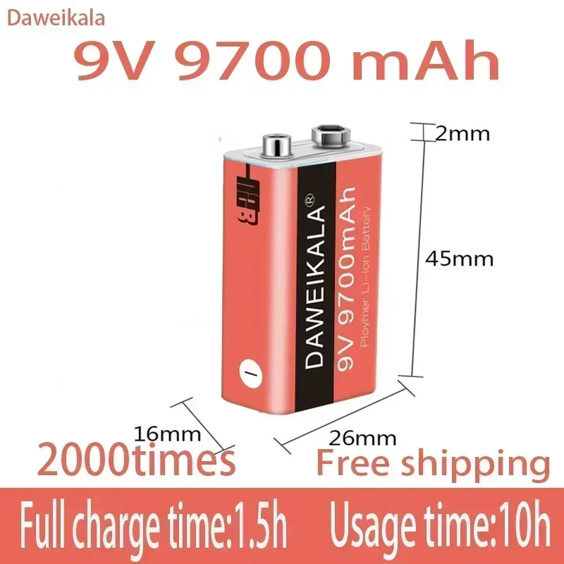 Новая аккумуляторная литий-ионная батарея 9 В 9900 мАч Micro USB литиевая для