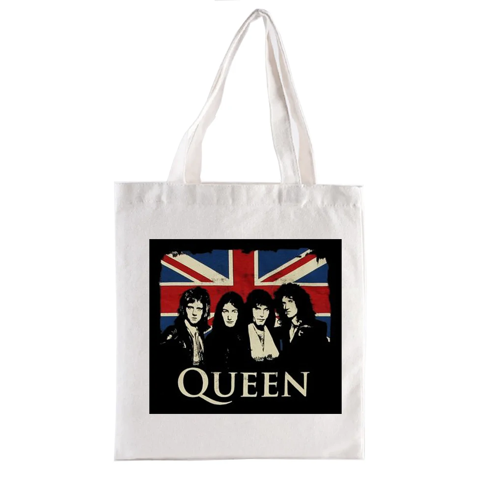 

Женская Холщовая Сумка-тоут для покупок Queen, тяжелая рок-группа, многоразовые складные мешки для покупок большой вместимости