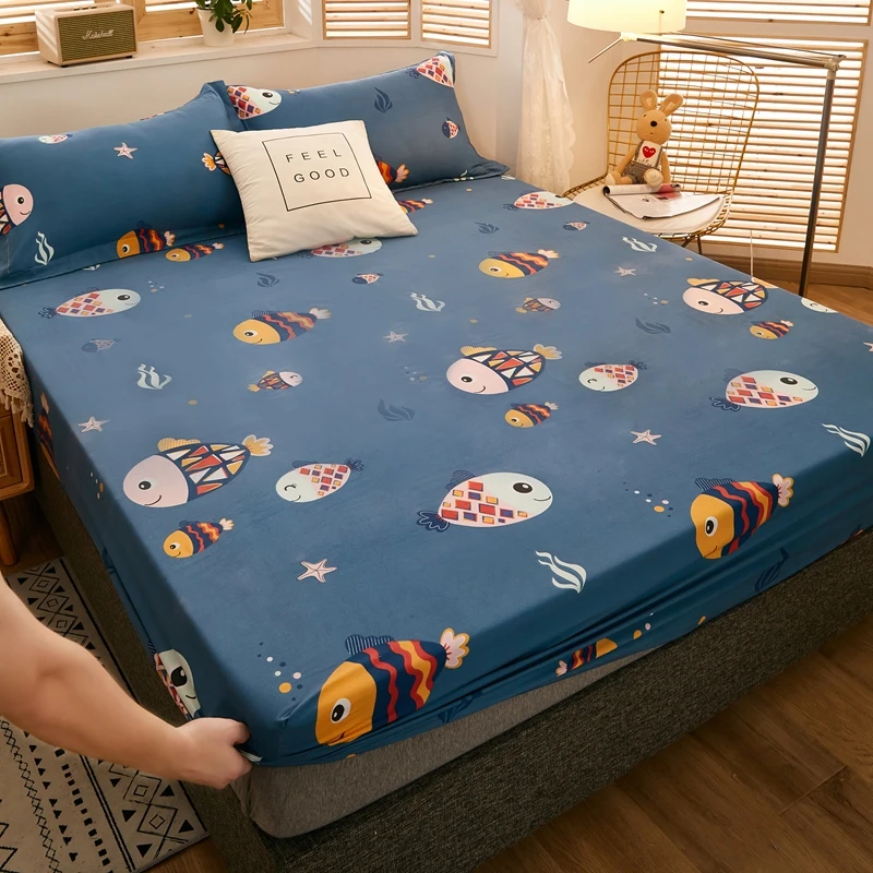 

Bedspread Waterproof Solid Bed Fitted Sheet Adjustable Mattress Covers Four Corners With Elastic Band Multi Size Bed Sheet