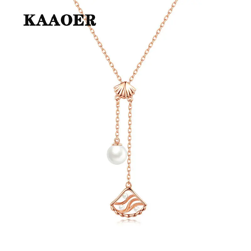 

Новинка 2022, жемчужное ожерелье KAAOER из ракушек 100% S925, тонкое темпераментное ощущение света, роскошная цепочка до ключиц для девочек