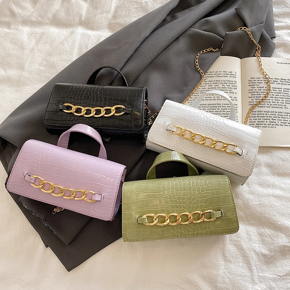 

2021 Women Messenger Bag Fashion PU Alligator Pattern Chain Small Handbags Women's Fashion Flap Leather Handbags