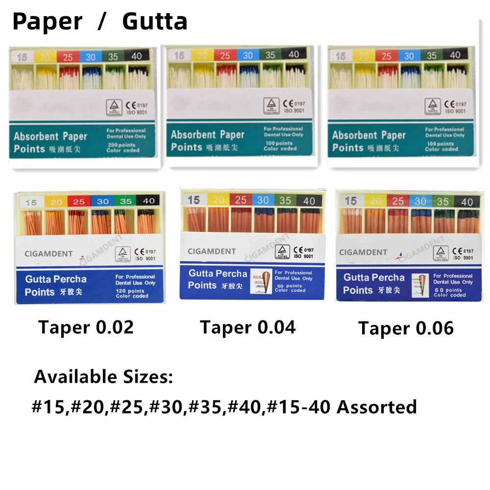 1 Box Dental Gutta Percha Paper Point Root Canal Endodontics Cotton Dentistry Gutta Percha Bars With 02/04/06 Sizes