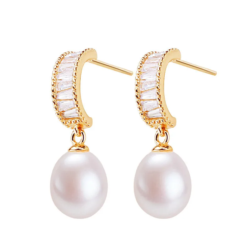 

Wholesale Mikoole 18K Gold Plated Crystal Zircon White Real Freshwater Pearl Dangle Earrings Fashion Jewelry For Women