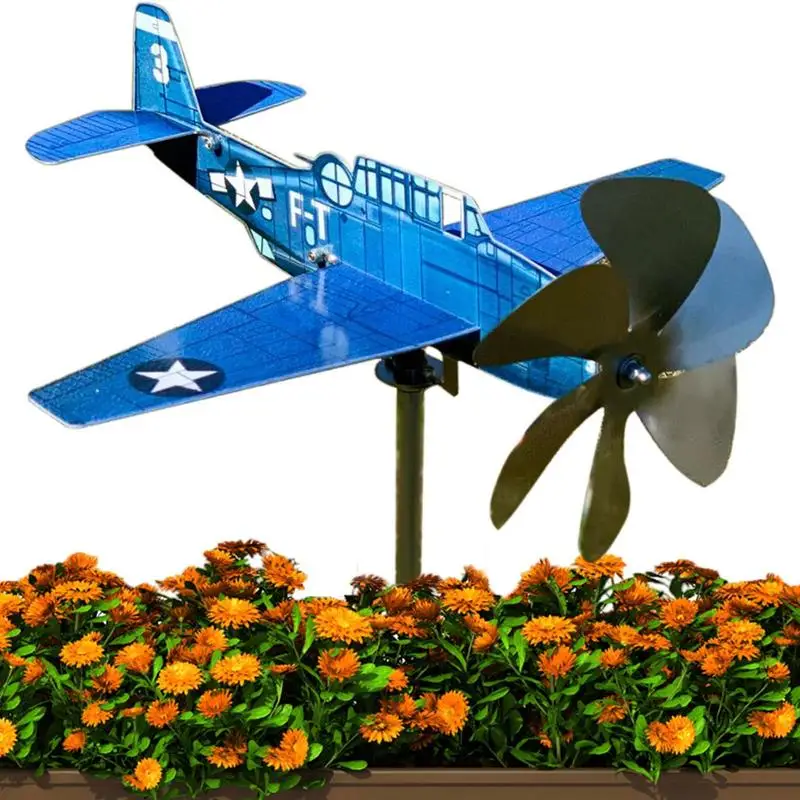 

Airplane Weathervane Roof Plane Indicator Direction Aircraft Wind Metal Spinner Windmill Sheds Garden Patio Lawn Decoration