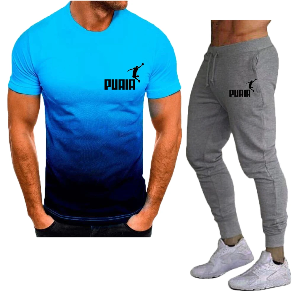 Summer Tracksuit Sets 2023 Casual Sport Suit T-shirt Tracksuit 2 Piece Set Sportswear Breathable O-neck Street Clothing Sets