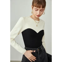 2022 sweaters for women fake two piece sweater women temperament stitching pullover female slim fit long sleeved top
