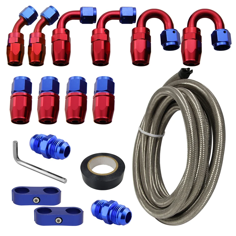 

Универсальный комплект для audi q7, плетеный шланг длиной 16,4 фута, длиной 5 м, из нейлона и нержавеющей стали AN8, черный/серебристый