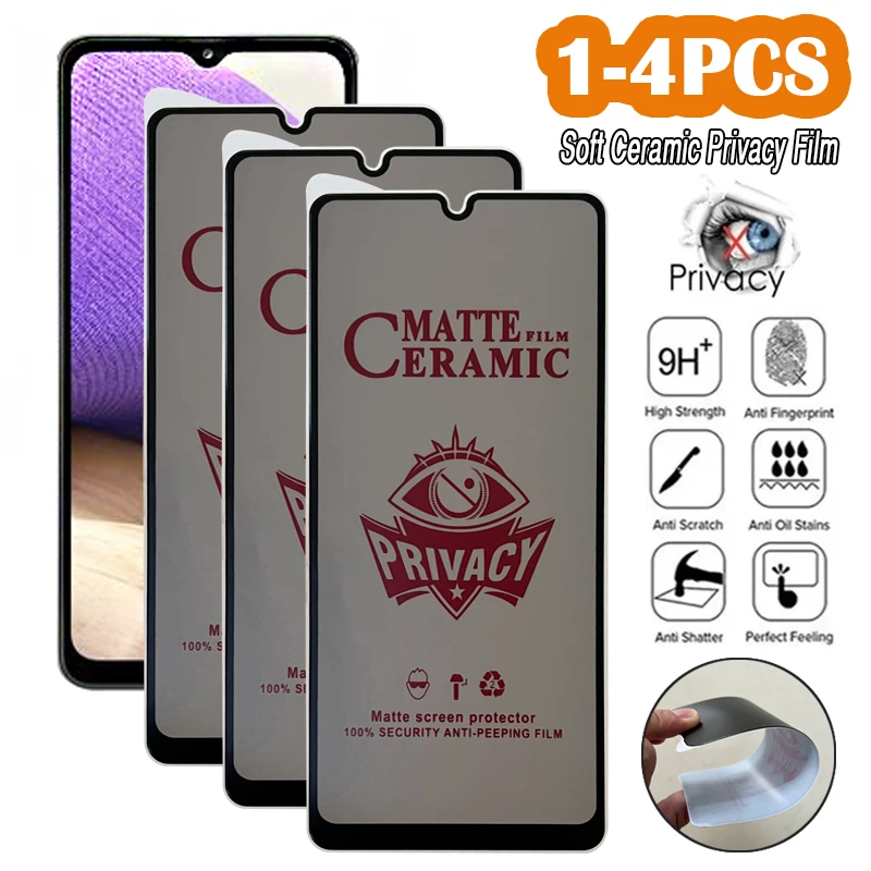 1-4 шт. матовая/HD Мягкая Керамическая антишпионская пленка для Samsung Galaxy A02 A12 A22 A32 A52 A72 M32 M52 S22 Plus Защитные пленки для экрана