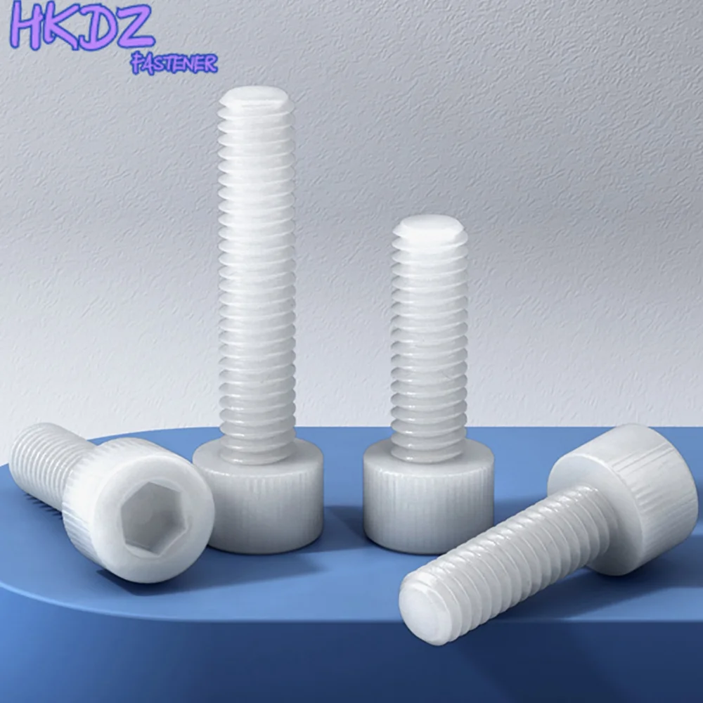 White Hex Socket Screw Cylindrical Head Bolt Tornillo de nailon Tornillo de cabeza cilndrica M6 M8 M10 M12 Nylon Plastic Screw