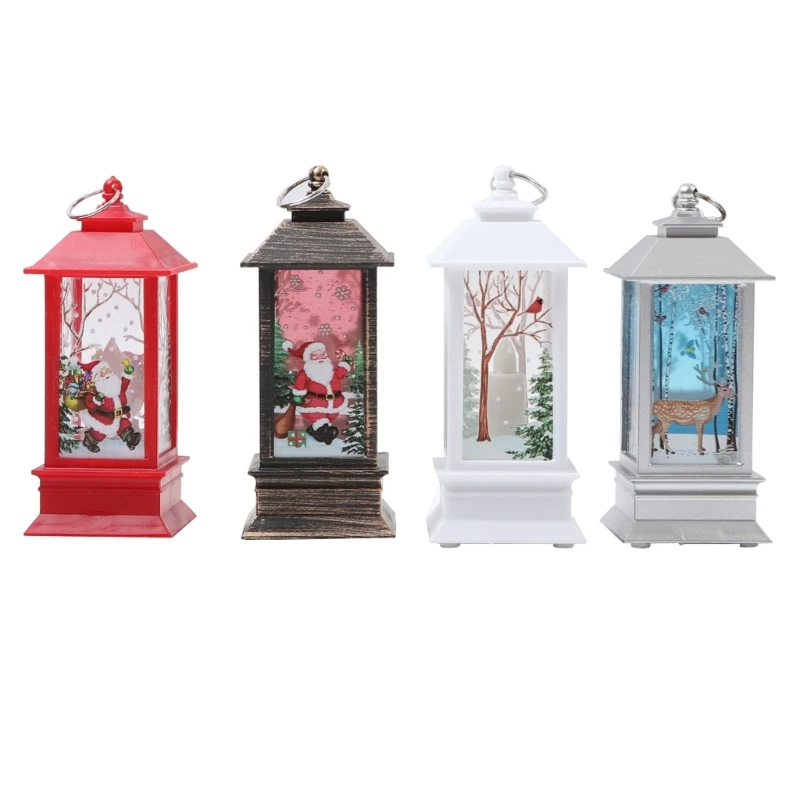 

Christmas Wind Lantern Candlestick Lamp Night Light Santa Claus Christmas Tree Deer Desktop Ornaments Decorations M68E