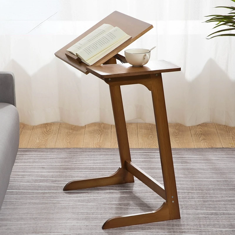 

Panel Adjustment Coffee Table Convenient Folding Breakfast Table Round Solid Wood Room Desks Simple Light Luxury Laptop Stand