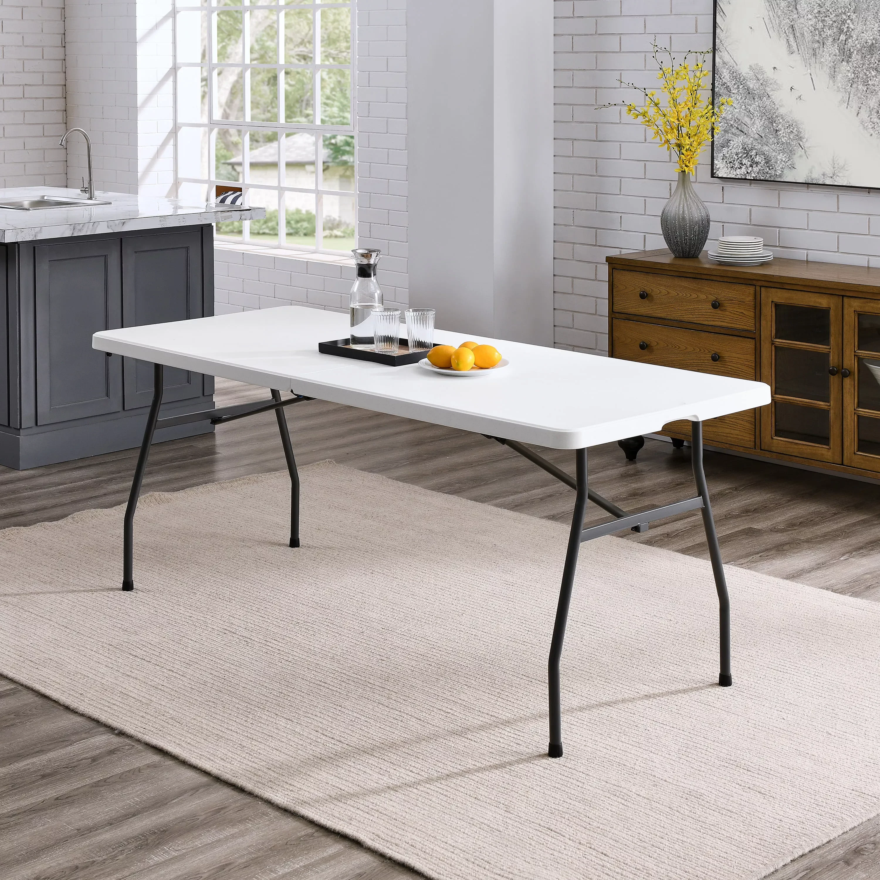 

6 Foot Fold-in-Half Table, White Granite