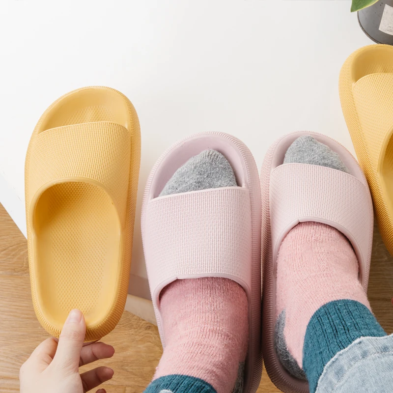 Women Men Indoor Thick Platform Slippers Bathroom Soft EVA Anti-slip Colorful Lovers Home Floor Slides Ladies Summer Sandals