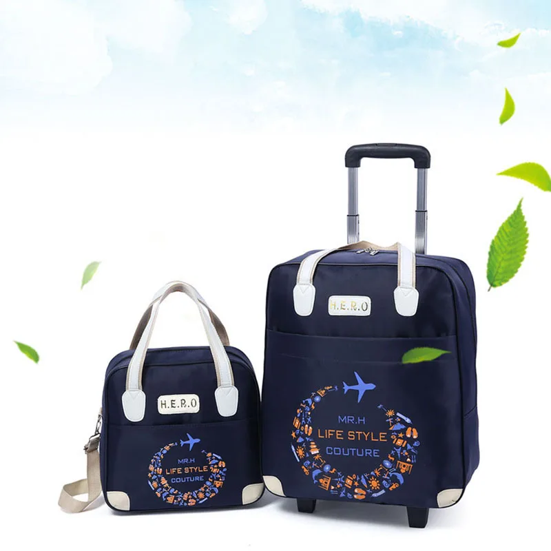 2PCS/SET Wheeled Bag Travel Women Travel Handbag Suitcase Trolley Bags Large Cabin Boarding Bag Suitcase Bag Travel Luggage
