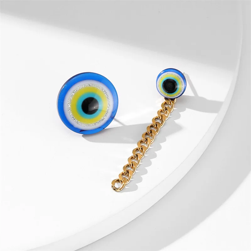 

New Fashion Blue Eyeball Asymmetrical AB Earrings Women's Small Popular Design Jewelry Gift Earrings