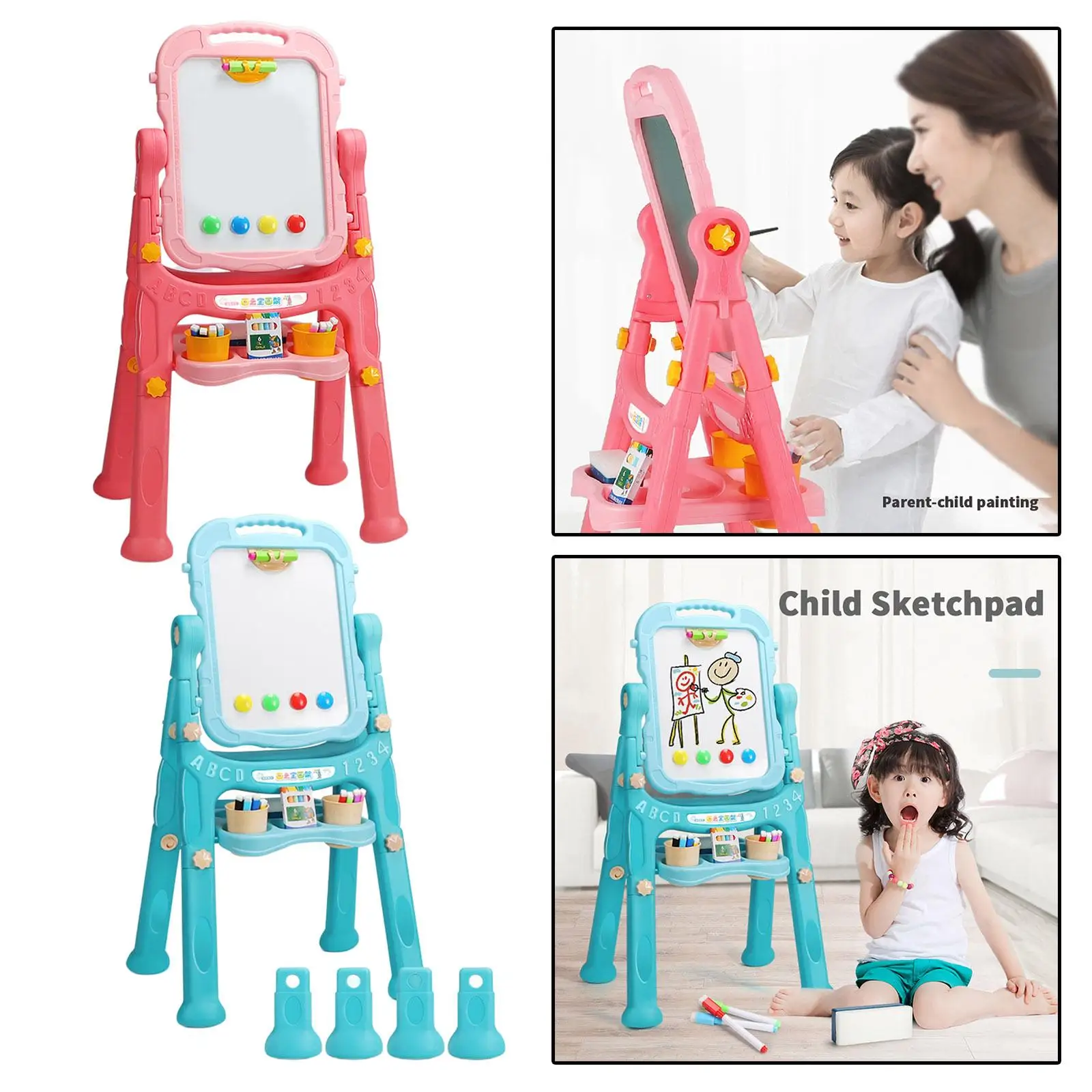 

Kids Double Sided Easel Dry Erase Board Educational Learning Toys Gifts