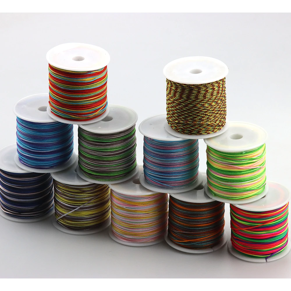 Нейлоновая веревка 0 8 мм 45 м/рулон разноцветная нить из бисера китайский узел