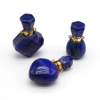 natural stone perfume bottle pendant essential oil diffuser natural lapis lazuli pendant for making diy jewerly necklace gift