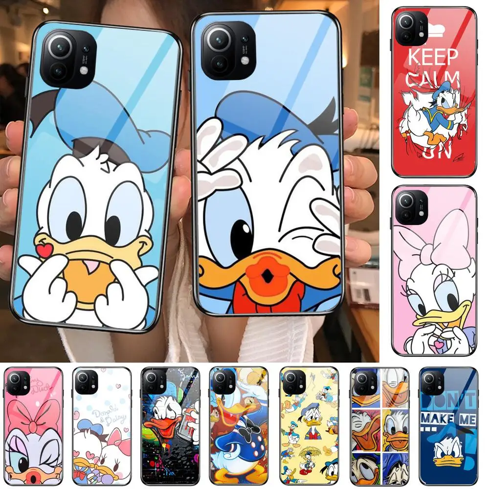 

Disney Donald Duck Tempered Glass Phone Case For Redmi Xiaomi 11 Lite pro Ultra 10T 10 9 8 MIX 4 Cover Silicone shell Cases