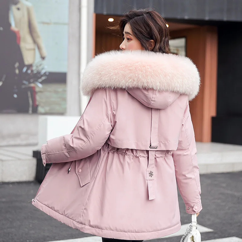 Winter new style wool collar women's non short style thickened down cotton fur