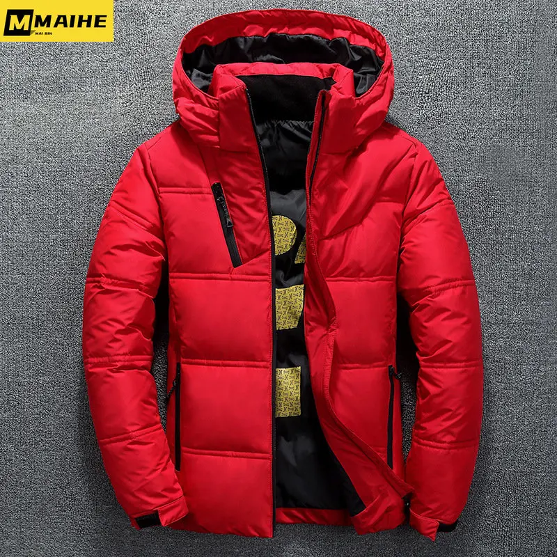Winter Warm Men Jacket Coat Casual Autumn Stand Collar Puffer Thick Hat White Duck Parka Male Men's Winter Down Jacket With Hood
