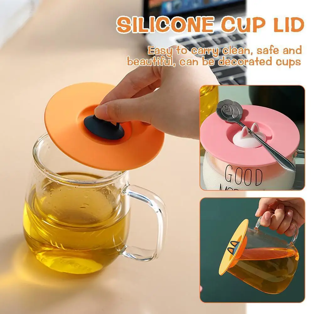 

Silicone Cup Cover Cute Reusable Cup Lid Universal Dustproof Suction Tea Cup Cup Leakproof Seal Lids Cover Accessories Coff J4C0