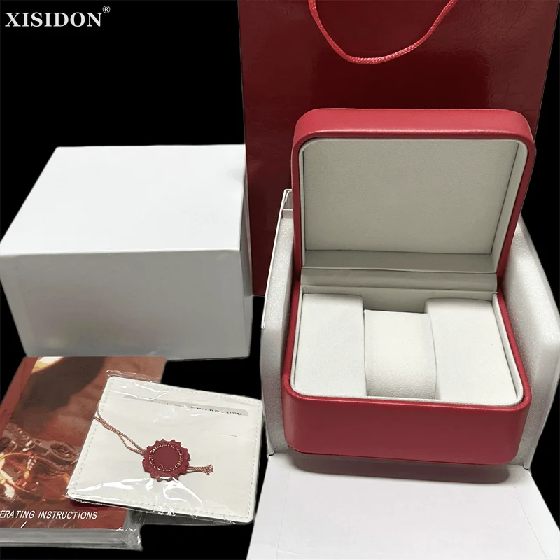 

Factory Outlet Luxury Original Omg Red Leather Watch Box With Booklet And Bag And Can Custom Card AAA Watches Gift Case