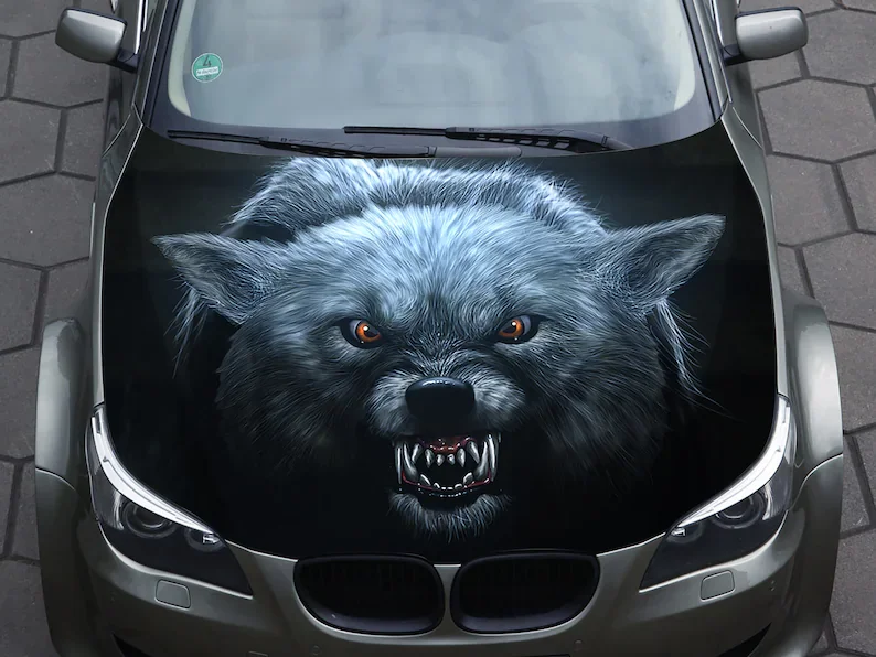 

Car hood decal wrap decal vinyl sticker wolf angry graphic truck decal truck graphic bonnet decal skull f150 jeep CUSTOM