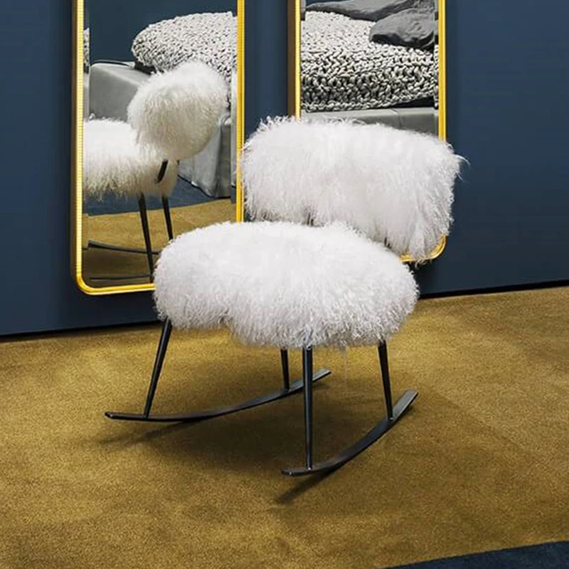

Luxury sofa chair Italian minimalist living room balcony rocking chair imitation fleece bedroom single leisure chair