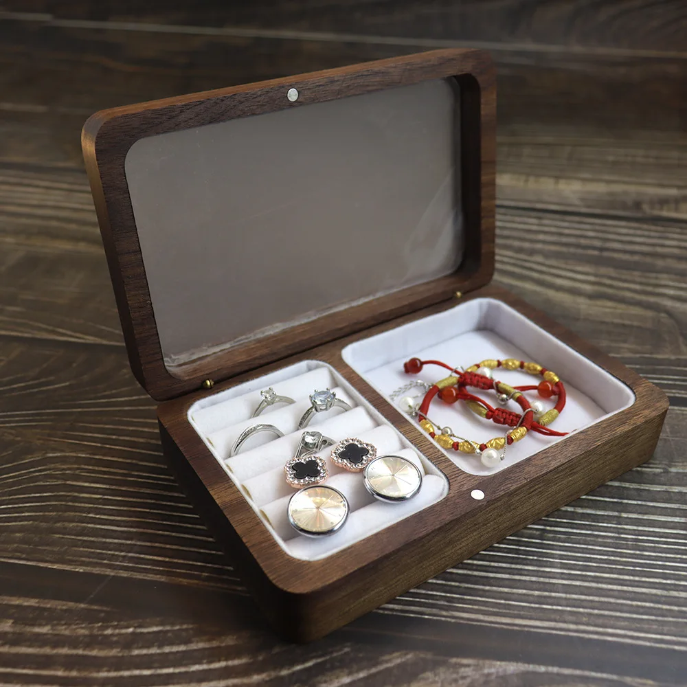 Customised Personalised Solid Black Walnut Beech Wood Jewellery Storage Rings Studs Bracelets Bracelet Display Stand Wholesale