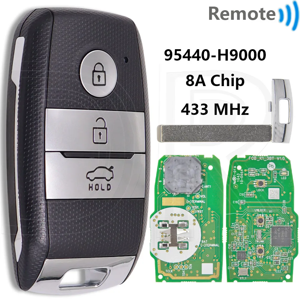 

Отличный чип 95440-H9000 8A, 433 МГц FCCID: SYEC3FOB1611, послепродажный/оригинальный автомобильный ключ дистанционного управления для Kia Rio 2017 2018