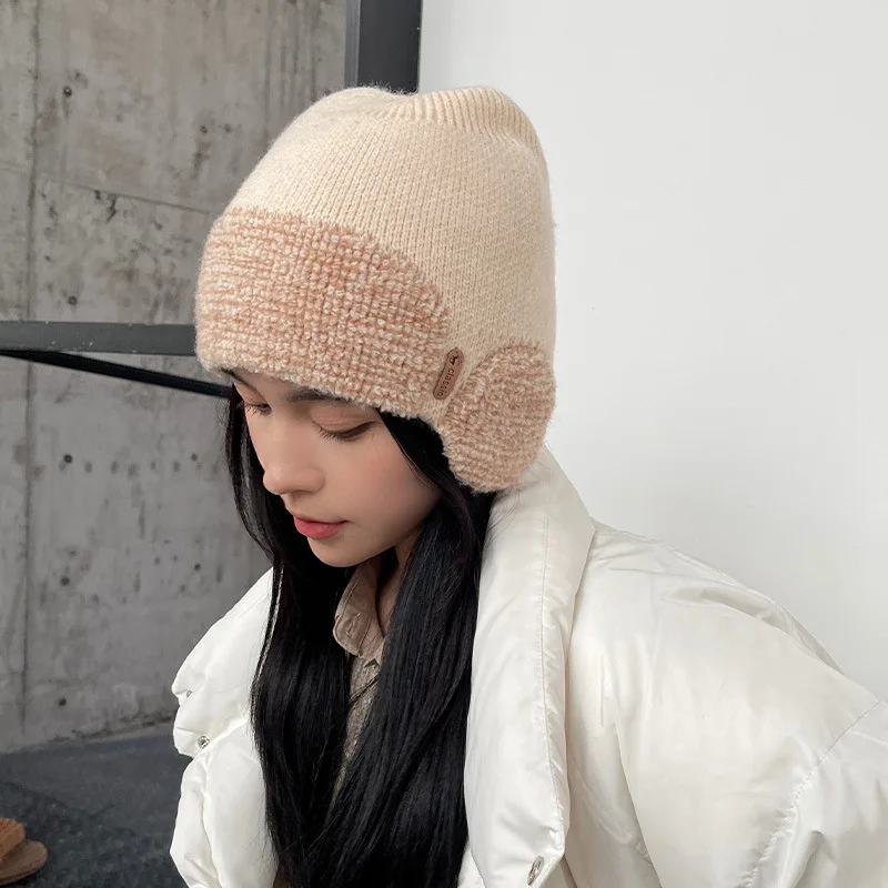 New Unisex Winter Knitted Hat with Ear Protection Fashion Beanie Hats for Men Women Outdoor Earflap Hat Classic Keep Warm Cap
