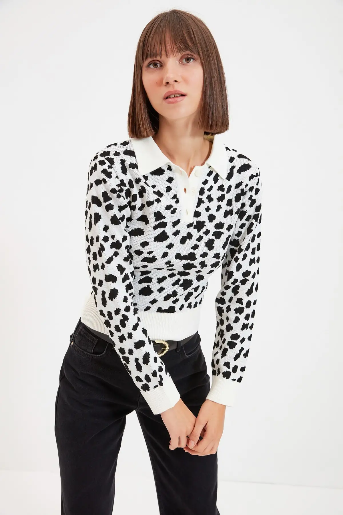 

Ecru Jakarlı Knitwear Sweater