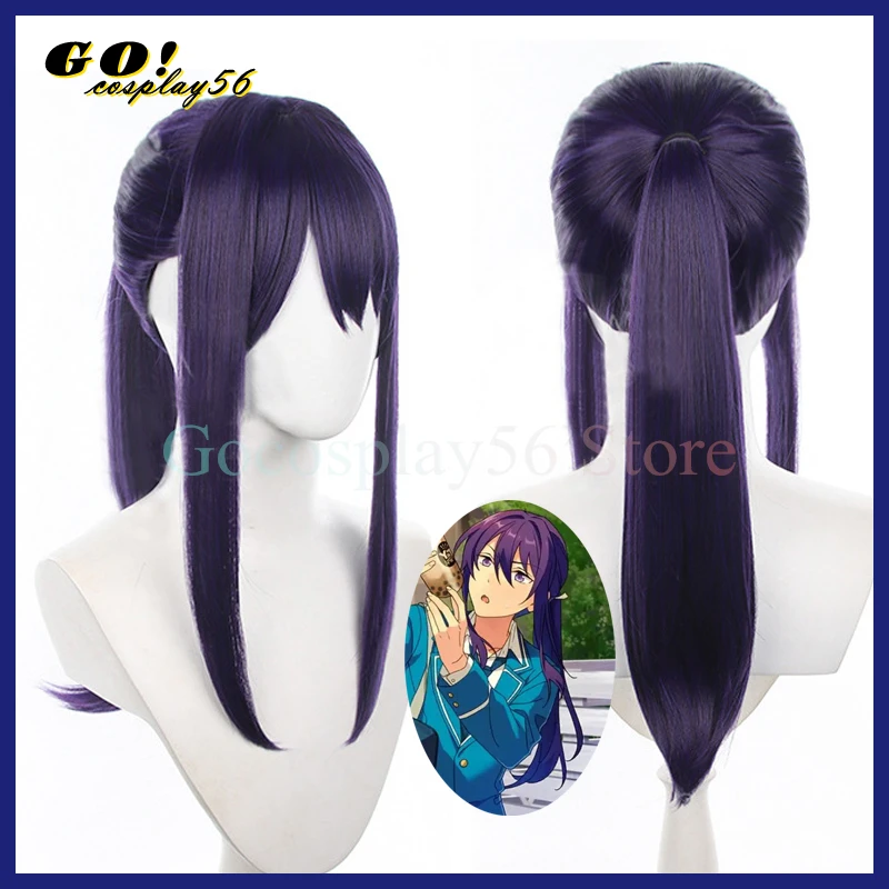 

Ensemble Stars Souma Kanzaki Cosplay Wig ES Dark Purple Long Ponytail Synthetic Hair Halloween Role Play