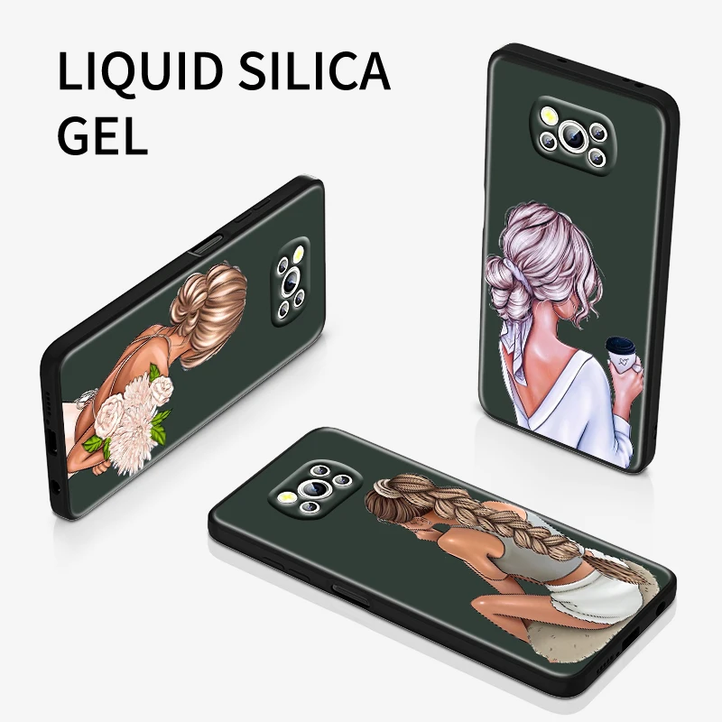 

Woman Girls Fashion Coffee For Xiaomi POCO F3 11T Mix4 10S X2 10 M2 M3 Lite F3 Pro 5G Liquid Soft Cover Phone Coque Fundas