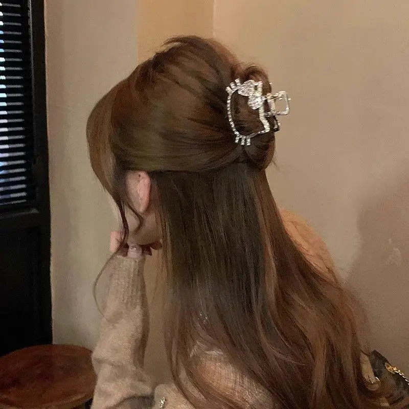 Kawaii милый Hello Kitty Металлический Блестящий Алмазный зажим для волос