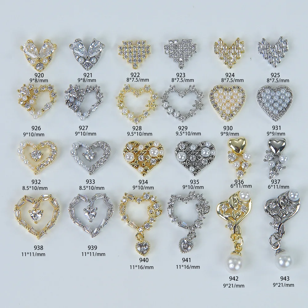 

Nail Art Jewelry Net Red Three-dimensional Zircon Pearl Love Nail Art Diamond Jewelry