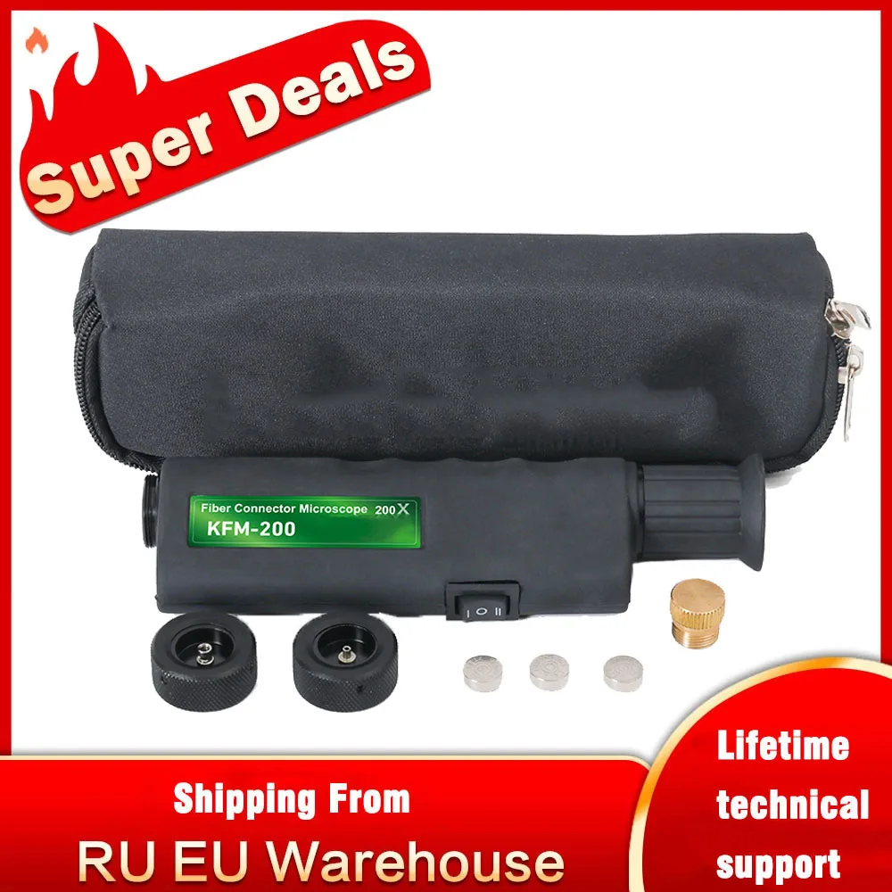 

Handheld 400x Magnification KFM-200 New Type Scope Fiber Optic Connector MicroScope with 1.25/2.5mm Adapter