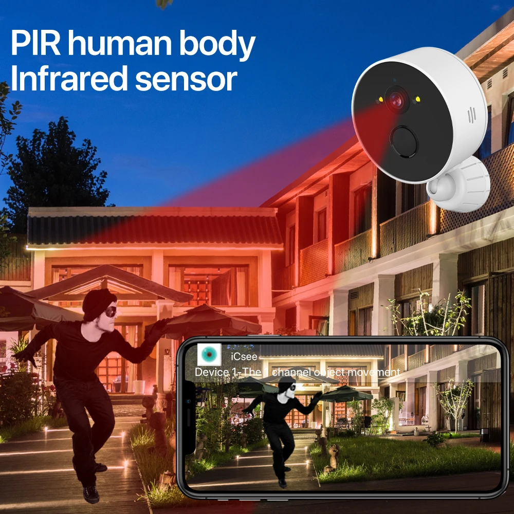 1080P Wi-Fi камера на солнечной батарее Беспроводная с питанием от батареи