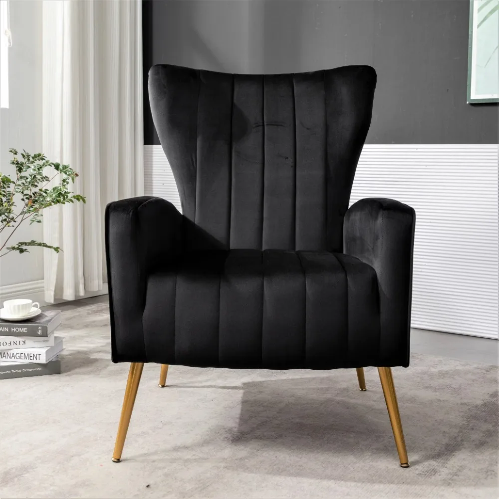 

Kaleigh 27.56"W Velvet Sofa Chair with Metal Legs,Black