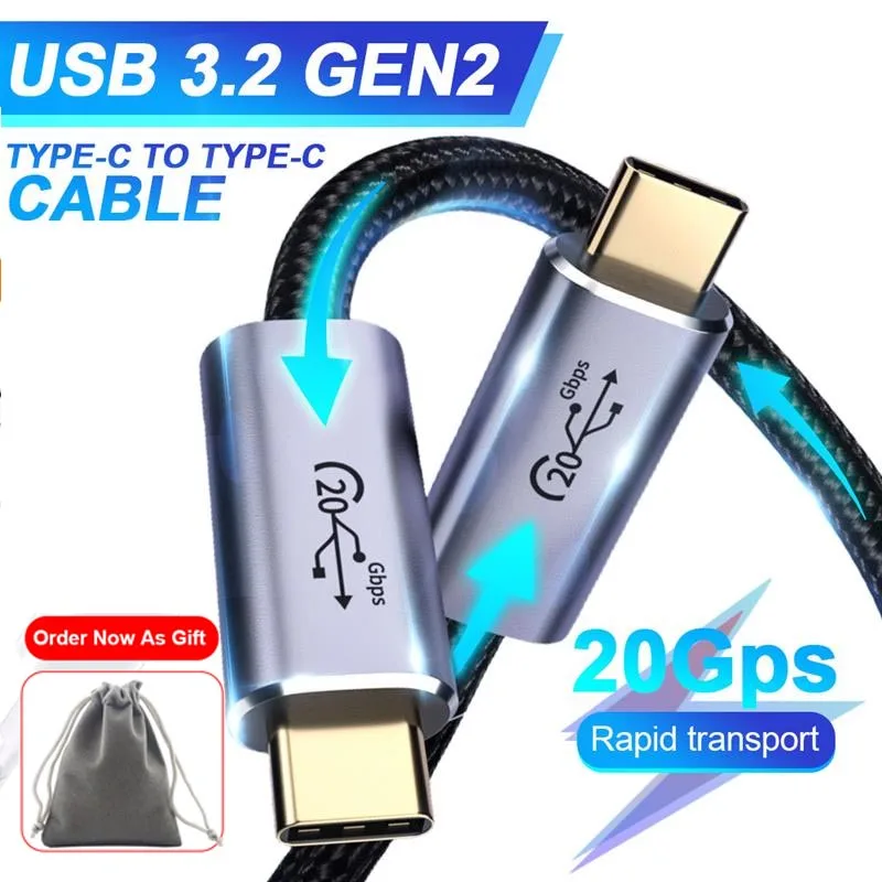 

Кабель для передачи данных PD 100 Вт USB C на Type C USB 3,2 GEN2 20 Гбит/с 8K QC 3,0 4,0, шнур для быстрой зарядки для MacBook Pro Samsung, провод 3 м/2 м