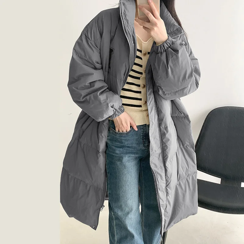 

Beardon 2022 New Women's Winter Coats Fashion Loose Casual Stand Collar Long Down Cotton Parka Coats Thickened Jackets
