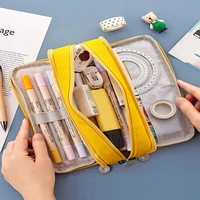 pen bag storage pouch large capacity pencil case double side macaron oxford cloth students stationery office school
